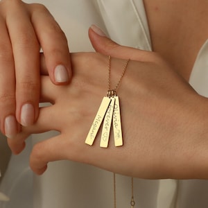 Engraved Necklace, Custom Bar Necklace, Engraved Tag Necklace, Mothers Day Gifts for Mom, Mothers Necklace, Family Necklace, Christmas Gift