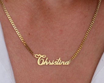 Personalized Necklaces for Women, Nameplate Jewelry, Name Plate Necklace, 14K Gold Name Necklace, Birthday Present for Her, Gift for Mom