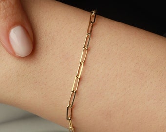 14K Paperclip Chain Bracelet,  Paper Clip Bracelet, Layering Bracelet, Minimalist Bracelet, Gold Filled Bracelet, Dainty Bracelet for Women