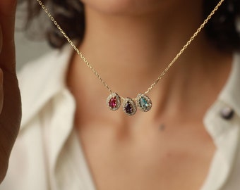 Birthstone Necklace • Family Necklace • Family Birthstone Necklace • Gift for Mum • Mothers Day Gift • Birth Stone Necklace • Mom Necklace