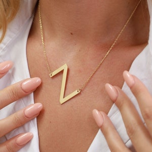 Colgante de letra grande de gran tamaño personalizado, collar inicial grande personalizado, collar de letras grandes, regalos personalizados, joyería personalizada
