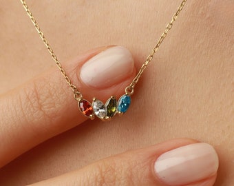 Moedersketting, geboortesteenketting, familieketting, familiegeboortesteenketting, cadeau voor moeder, Moederdagcadeau, geboortestenen ketting