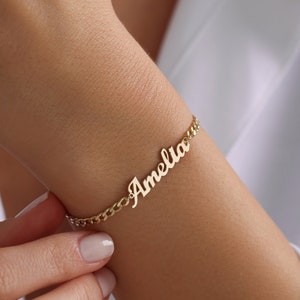 14K Gold Name Bracelet, Custom Bracelet with Name, Name Bracelets, Custom Jewelry, Christmas Gifts, Gift for Her, Gifts for Mom