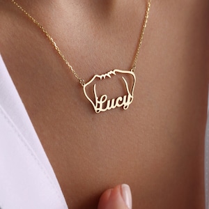 Personalized Dog Ear Necklace, Custom Dog Name Necklace, Dog Breed Name Necklace, Custom Dog Ears Necklace, Custom Dog Mom Necklace,
