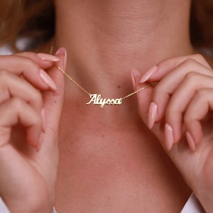 14K Personalized Gold Necklace, Custom Name Necklace, Necklace with Custom Name, Personalized Jewelry Gifts, Gift for Girlfriend, Wife, Mom