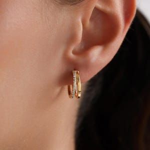 Pave Huggie Hoop Earrings • Gold Hoop Earrings • Cubic Zircon Stone Earrings • Silver Hoop Earrings • Wedding Earrings • Dainty Hoops
