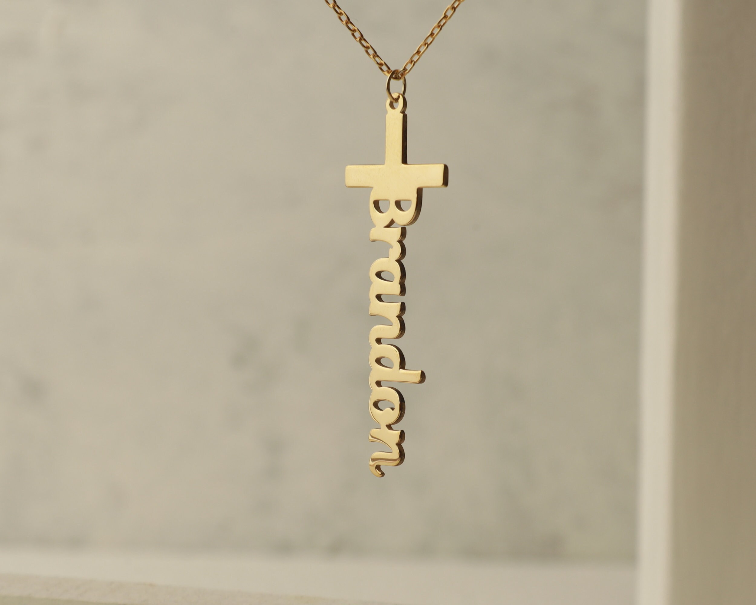 Personalized Cross Necklace - 14K Gold Cross Name Necklace, Cross ...