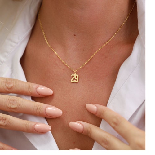 Custom Number Necklace - Number Jewelery - Date Necklace - Number Pendant Gift for Her - Mothers Day Gift - Football Necklace - Number Chain
