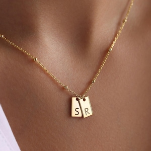 Initial Tag Necklace Women, Engraved Necklace, Initial Necklace, Bar Necklace, Charm Necklace, Best Friend Gift, Personalized Jewelry