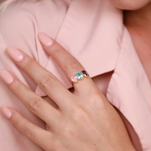Birthstone Ring for Mom - Birthstone Jewelry for Mom - Gemstone Ring - Multi-Stone Family Ring - Minimalist Ring - Mother of Bride Gift
