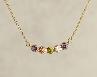 Geboortesteenketting - familie geboortesteenketting - moederketting, familieketting - cadeau voor moeder - Moederdagcadeau, geboortestenen ketting