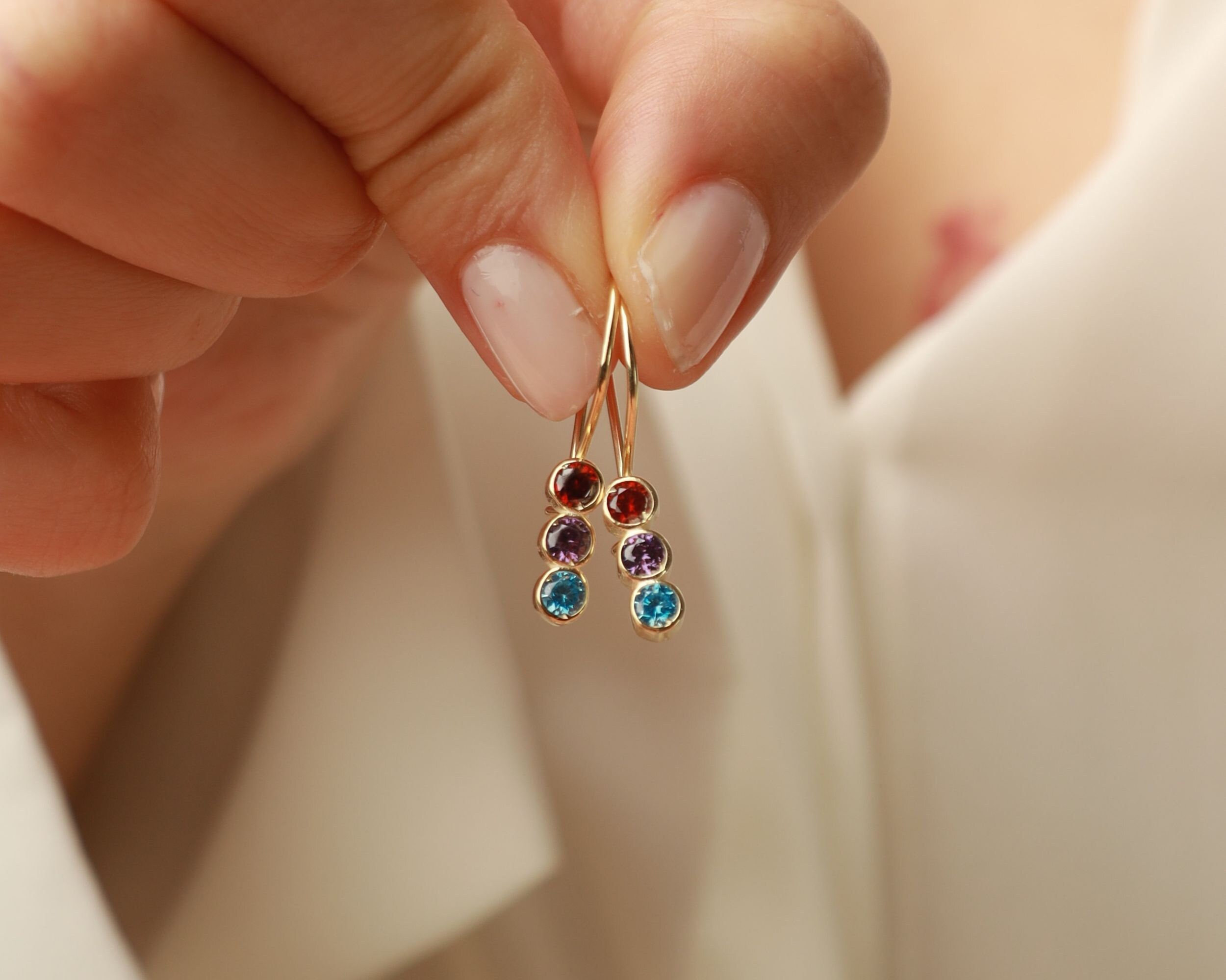 Mothers Day Gift for Mom From Daughter - Family Birthstone Earrings - Mothers Gift from Daughter - Birthstone Earrings - Custom Mom Gift