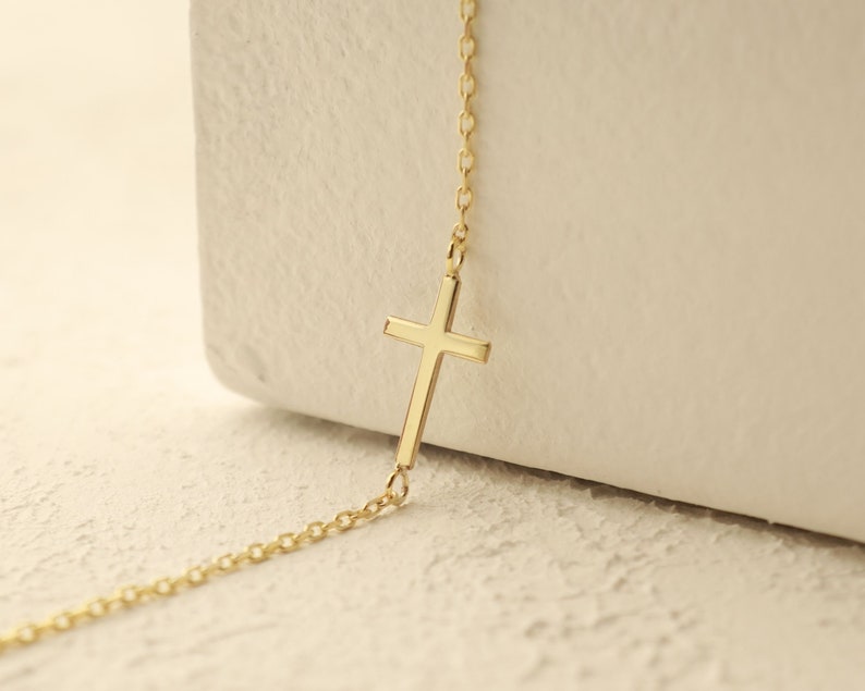 14K Gold Cross Bracelet Dainty Cross Jewelry Religious Etsy