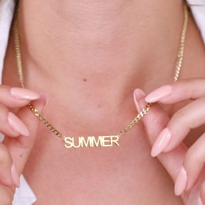 14K Gold Name Necklace - Anniversary Necklace Gift - Custom Jewelry - Nameplate Necklace - Personalized Gift, Gift for Mom, Mothers Day Gift