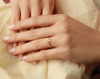 14K Gold Initial Ring, Letter Ring, Dainty Initial Ring, Alphabet Ring, Custom Letter Ring, Personalized Ring, Boyfriend Initial Ring