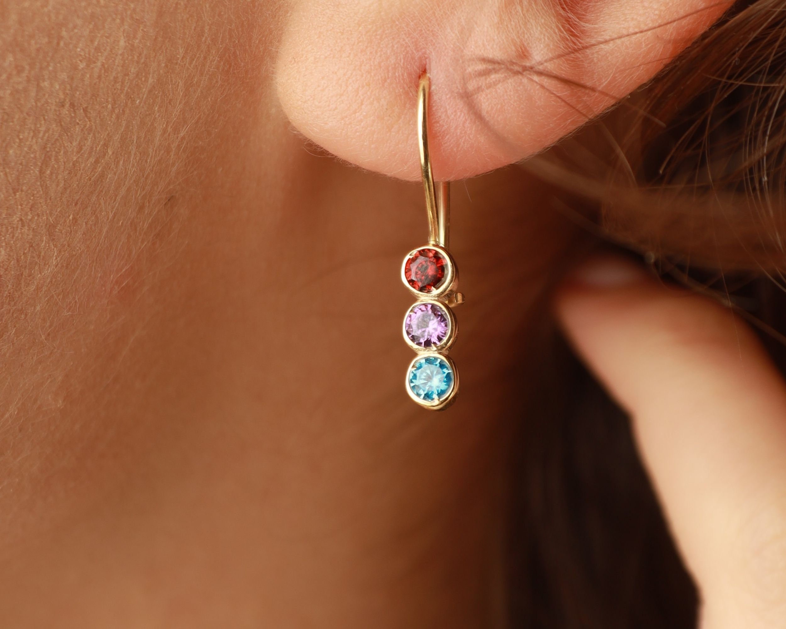 Mothers Day Gift for Mom From Daughter - Family Birthstone Earrings - Mothers Gift from Daughter - Birthstone Earrings - Custom Mom Gift