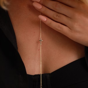 14K Gold Cross Necklace - Dainty Cross Jewelry - Religious Necklace - Christian Jewelry for Women, Christmas Gifts for Women, Communion Gift