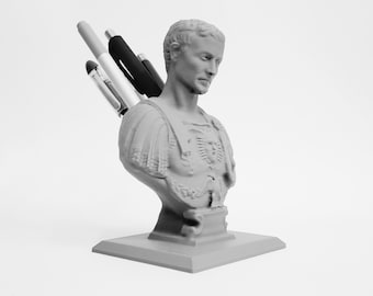 Julius Cäsar Statue Stiftehalter, Büro, Sekretär, Organizer, Schreibtischdekoration, Geschenk, 3D gedruckt, PLA