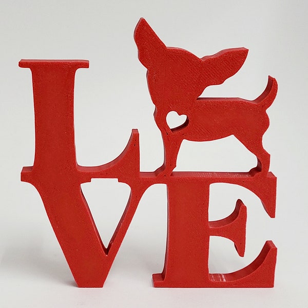 Chihuahua Figur, Love Skulptur, Valentinstag, Jahrestag, einzigartiges Geschenk, Dekoration, Geschenkidee, Präsent, große Farbauswahl