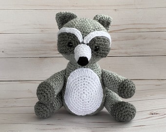 Handmade Crochet Waschbär Plüsch, 8-Zoll-Stofftier