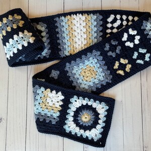 Granny square crochet scarf