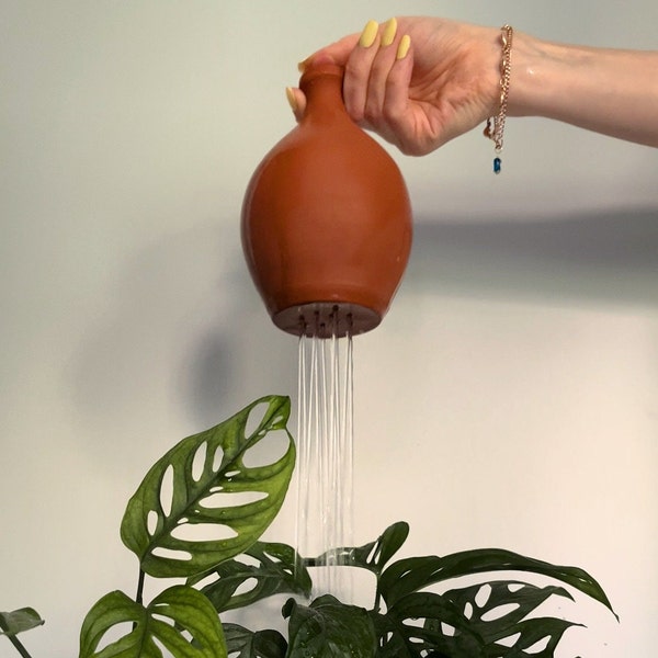 Arrosoir pour le pouce - terre cuite - pour un arrosage doux des plantes d'intérieur et du jardin, clochette pour arroser le pouce, soin amusant des plantes, cadeau pour amateur de plantes