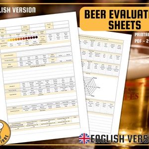 Beer Evaluation Sheets - ENGLISH version | Tasting Journal Beers | Printable A4 Paper Taste Notes Review | Cheat Sheet by Altrebirre