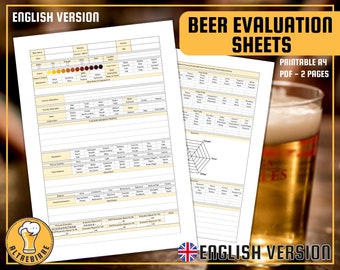 Beer Evaluation Sheets - ENGLISH version | Tasting Journal Beers | Printable A4 Paper Taste Notes Review | Cheat Sheet by Altrebirre
