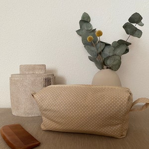 Make-up bag / toiletry bag / cosmetic bag in beige dots
