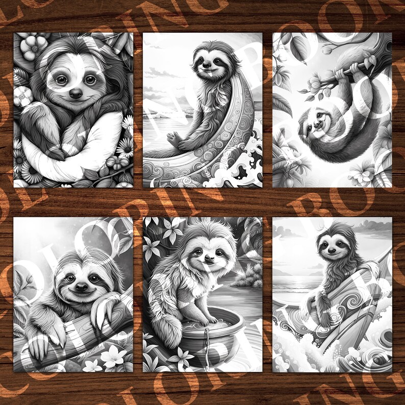 Cute Sloths Coloring Book, for Adults or Kids, Sloths Gift, Unique Gift ...