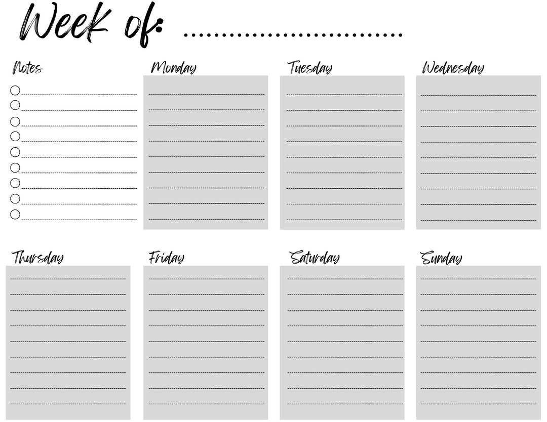 Weekly Planner Printable To Do List Etsy
