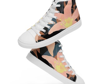 Zapatos tropicales de lona de caña alta para mujer, zapatos florales para hombre, zapatos florales de mujer, zapatos de mujer, zapatos de hombre, zapatos de caña alta