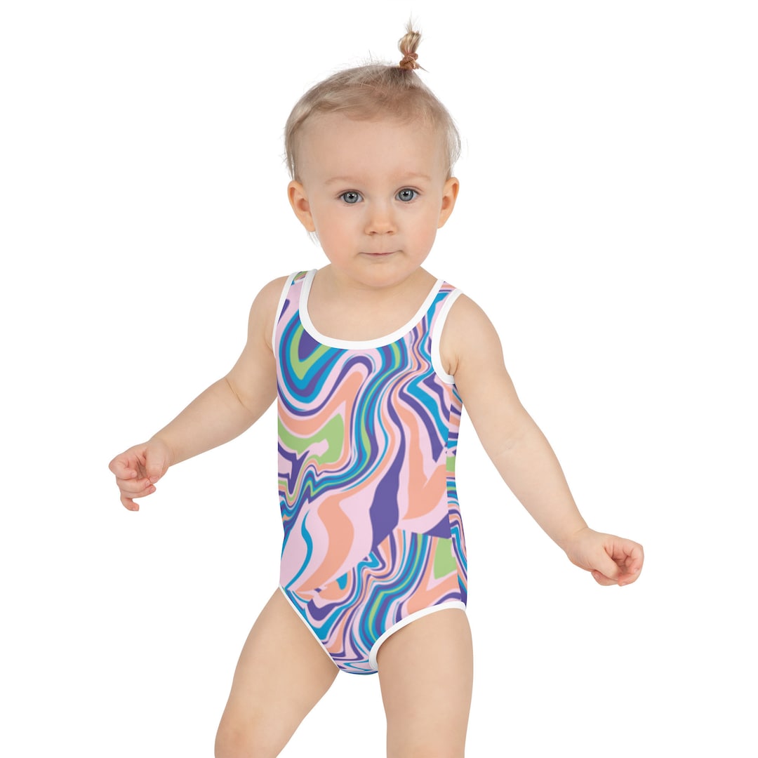 Little Girls' Swim Suit, Swirls Swim Suit,kids Bathing Suit, Kids