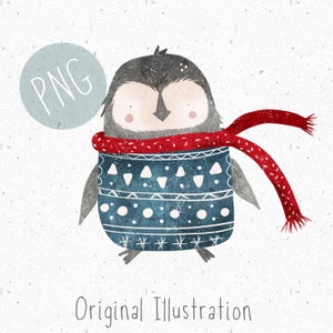 PNG de Navidad para sublimación, PNG de pingüino, ropa de bebé PNG, archivo png de Navidad, imágenes prediseñadas de pingüino, uso comercial png, gráfico de pingüino png