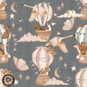 Hot air balloon Seamless Pattern Clouds Repeat Pattern for fabric Moon pattern new bear Seamless Stars pattern swan seamless bunny pattern