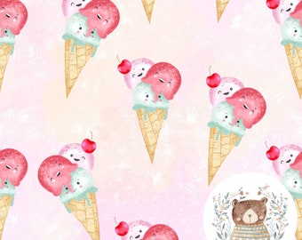 Seamless Pink Icecream design Summer pattern Desert seamless Pastel ice-cream repeat pattern for fabric baby girl seamless cute food pattern