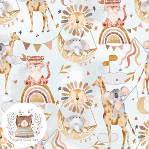 EXCLUSIVE COLOURWAY Safari Seamless Pattern jungle Seamless Pattern for fabric space theme repeat pattern kid animal surface pattern Rainbow
