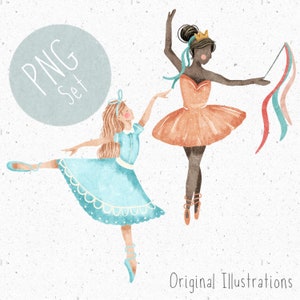 2 PNGs for sublimation Ballerina Clipart Set Ballet PNG Girly Clipart Dancing PNG bundle Clipart for girls Ballerina sublimation Commercial