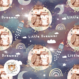 Owl Seamless Pattern Woodland repeat pattern for fabric Cute Owl seamless file Celestial Seamless pattern Rocket digital paper Space Pattern