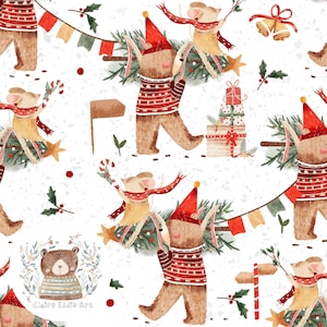 Weihnachten nahtloses Muster Cute Bear nahtlose Datei Weihnachtsbaum Rapport für Stoff Festliche digitale Papier Urlaub Nahtlose Datei Kinder