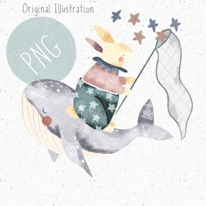 PNG for Sublimation Whale Clipart Celestial Clipart Cute Rabbit PNG Stars sublimation new baby Clipart Stars png Space Clipart Nautical png