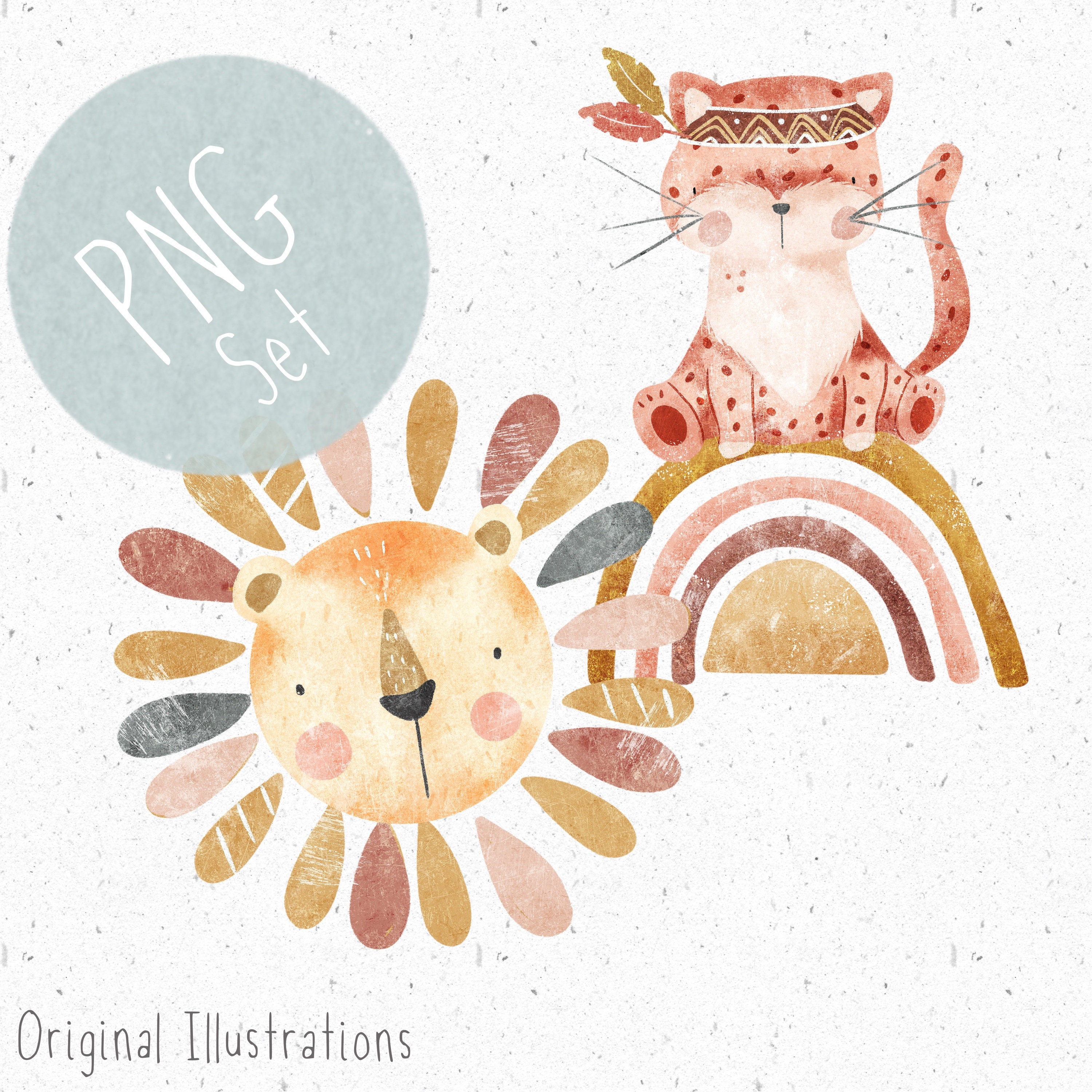 2 Pngs for Sublimation Lion Head PNG Cute Safari Clipart Bundle Cheetah ...
