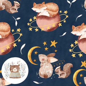 Modèle sans couture espace papier numérique sans couture écureuil modèle sans couture renard planètes papier scrapbooking pour tissu