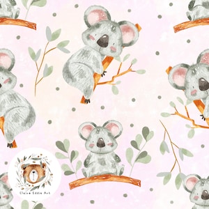 Koala Seamless Pattern Australian Animal Repeat pattern for fabric Baby Girl animal seamless Koala digital paper it’s a girl seamless file