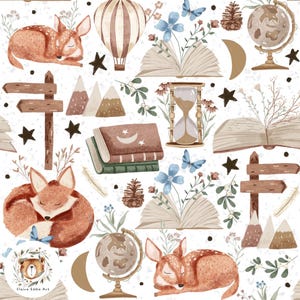 Motif sans couture des bois Animal de la forêt Répétez le motif pour tissu Livre numérique papier lecture sans couture bébé cerf sublimation motif renard