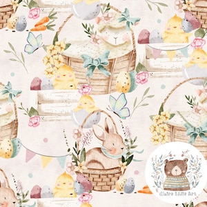 EXKLUSIVE FARBAUSWAHL Ostern Thema Muster Ostereiersuche Muster für Stoff erste Ostern Rapportmuster Baby Küken Oberflächenmuster Lamm-Datei