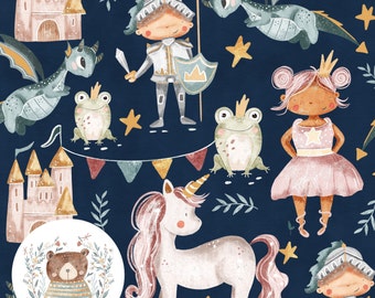 Fairytale Seamless Pattern Unicorn Seamless Digital Paper Girls Scrapbook Paper Princess Repeat Pattern for fabric Girls Digital repeat