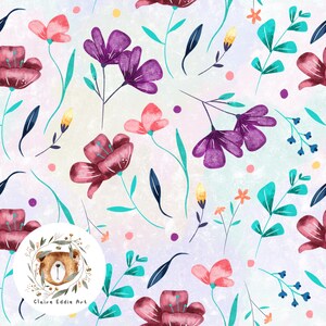 Patrón floral sin costuras Patrón repetitivo pastel para tela Patrón floral Sping Archivo sin costuras púrpura Patrón de flores silvestres Arte de la naturaleza