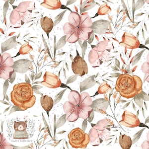 Patrón sin costuras Floral Flor otoñal Patrón de repetición para tela Acuarela floral papel digital BOHO floral sin costuras Sublimación rosa