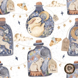 Lapin sans couture motif répétition magique pour tissu lapin sans couture fichier lune motif papillon de nuit papier numérique fantaisie fichier sans couture Woodland